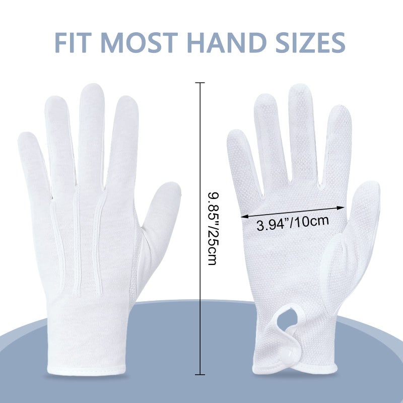 Fittia White Parade Gloves with Grip: Non-Slip for Men & Women with Snap Cuff, Breathable Cotton, Costume Honor Guard Gloves, 1 Pair - Image 5